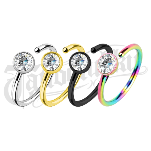 4 Pcs Nose Ring Set &ndash; CZ Crystal / 316L Steel (Titanium IP Colors)